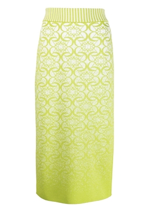 Elie Saab monogram-knit midi skirt - Green