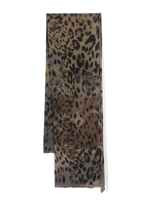 Faliero Sarti lightweight leopard-print scarf - Grey