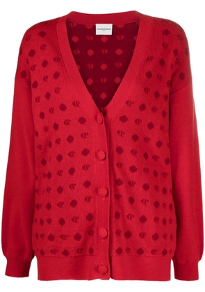 Claudie Pierlot intarsia-logo V-neck cardigan - Red