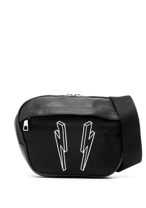 Neil Barrett Thunderbolt-print leather belt bag - Black