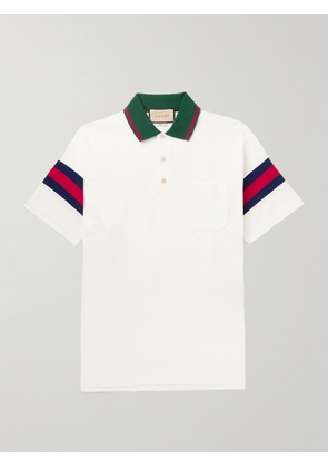 Gucci - Striped Cotton-Piqué Polo Shirt - Men - White - XS