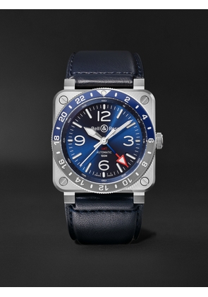 Bell & Ross - BR 03-93 GMT BLUE Automatic 42mm Stainless Steel and Leather Watch, Ref. No. BR0393-BLU-ST/SCA - Men - Blue