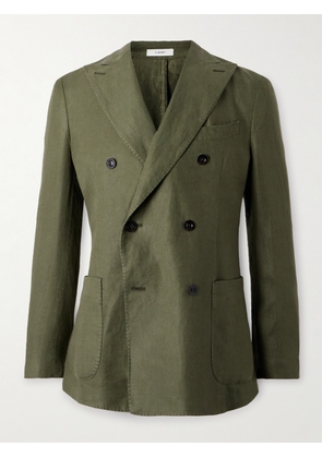 Boglioli - K-Jacket Double-Breasted Linen-Twill Suit Jacket - Men - Green - IT 46