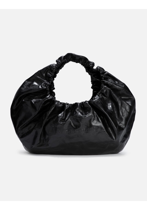 Crescent large crackle leather shoulder bag