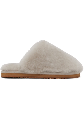 Mou Gray Patch Shearling Slippers