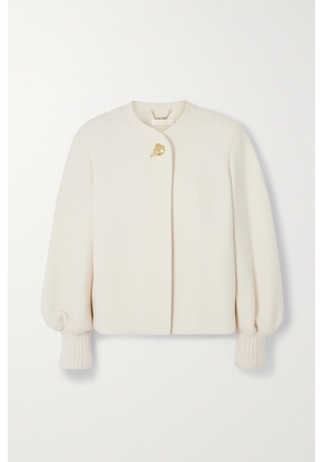 Chloé - Embellished Wool-blend Jacket - White - FR34,FR36,FR38,FR40,FR42,FR44,FR46