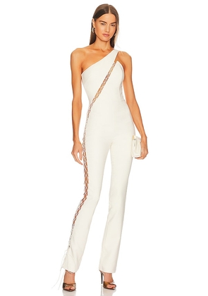 Michael Costello x REVOLVE Essex Jumpsuit in Ivory. Size S.