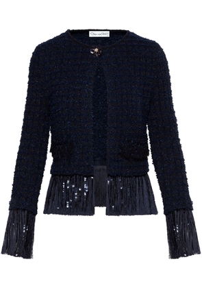 Oscar de la Renta Tweed Sequin Fringe jacket - Blue