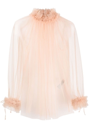 STYLAND semi-sheer tulle blouse - Neutrals