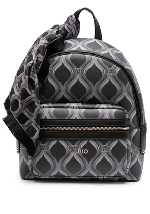 LIU JO logo-plaque geometric-pattern backpack - Black