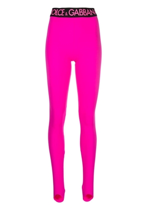 Dolce & Gabbana logo-waistband high-waist leggings - Pink