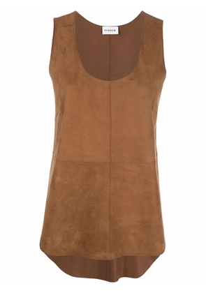 P.A.R.O.S.H. scoop-neck suede blouse - Brown