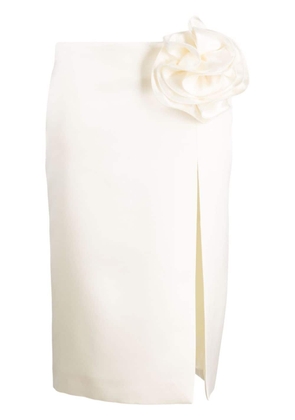Magda Butrym floral-appliqué silk-blend skirt - Neutrals