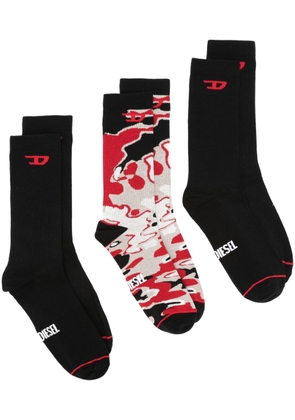 Diesel logo-print ribbed socks (pack of three) - Black