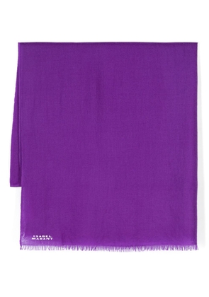ISABEL MARANT logo-print fringed cashmere scarf - Purple