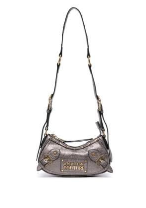 Versace Jeans Couture logo-lettering glitter-detail shoulder bag - Silver