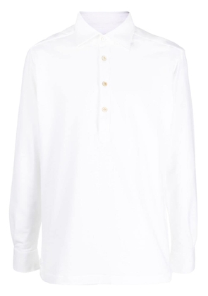 Kiton long-sleeve cotton-blend polo shirt - White