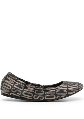 Moschino logo-jacquard glitter ballerina shoes - Black