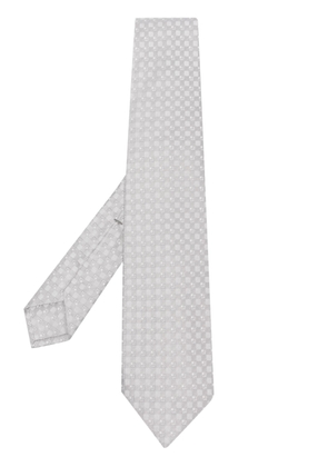 Barba geometric-print silk tie - Grey