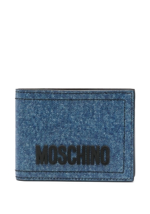 Moschino logo-lettering denim wallet - Blue