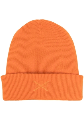 Barrie embroidered-logo knit beanie - Orange