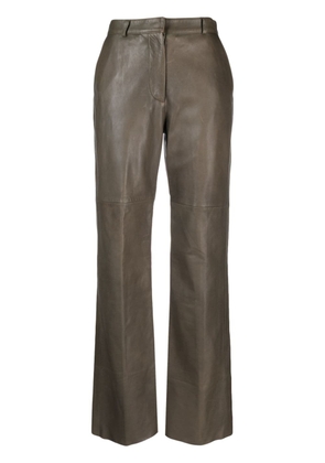 Tela high-waisted leather straight-leg trousers - Green