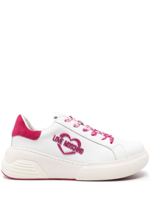 Love Moschino logo-patch leather sneakers - White