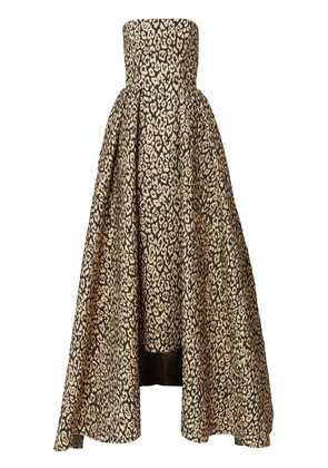 Carolina Herrera Leopard-jacquard strapless gown - Black