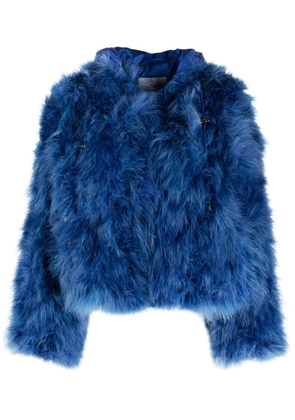 ERMANNO FIRENZE ostrich-feather hooded jacket - Blue