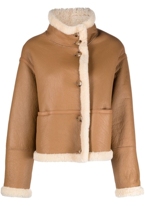 Liska shearling-trim leather jacket - Brown