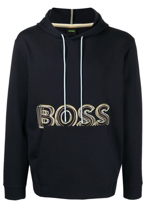 BOSS embroidered logo hoodie - Blue