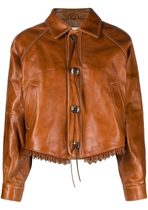 Andersson Bell fringed leather jacket - Brown