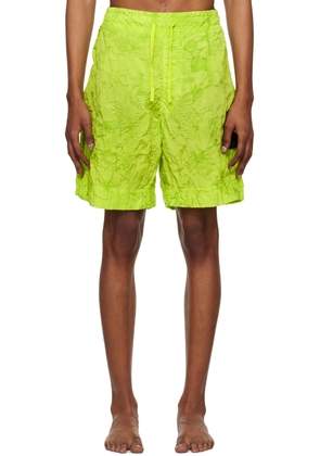 Stone Island Shadow Project Green Crinkled Swim Shorts