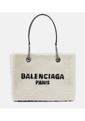 Balenciaga Leather-trimmed shearling tote bag