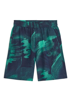 Linen-Silk Shorts - Green