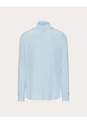 Valentino SILK SHIRT WITH SCARF DETAIL AT NECK Man SKY BLUE 39
