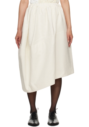 Comme des Garçons White Gathered Midi Skirt