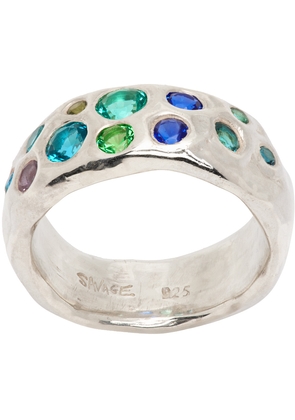 Millie Savage Silver Aqua Scatter Band Ring