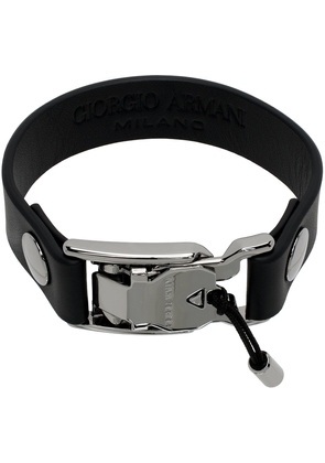 Giorgio Armani Black & Gunmetal Leather Bracelet