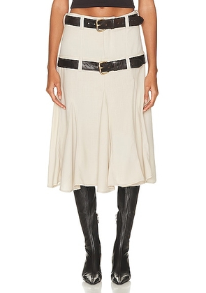 Mimchik Double Belted Skirt in Cream - Cream. Size L (also in ).