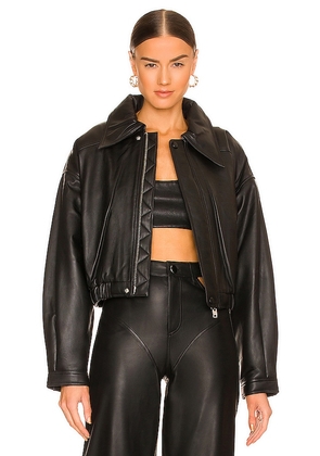Camila Coelho Raven Leather Jacket in Black. Size XL.