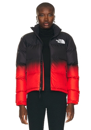 The North Face 96 Nuptse Jacket in Fiery Red Dip Dye Small Print - Red. Size XS (also in S, XL).