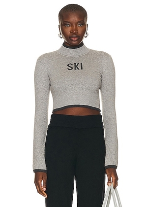 YEAR OF OURS Ski Bell Sleeve Crop Sweater in Heather Gray & Dark Gray - Grey. Size XS (also in L, S).