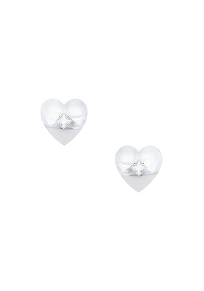 Alessandra Rich Metal Heart Earrings in Cry Silver - Metallic Silver. Size all.