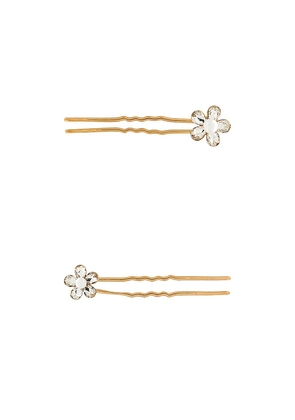 Emi Jay Floral Pin Set in Metallic Gold.
