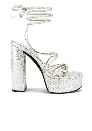 Jeffrey Campbell Sultry Platform Sandal in Metallic Silver. Size 8.5, 9.