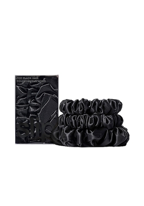 slip Midi & Large Scrunchie Set Of 3 in Black.