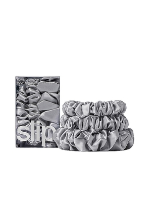 slip Midi & Large Scrunchie Set Of 3 in Grey.
