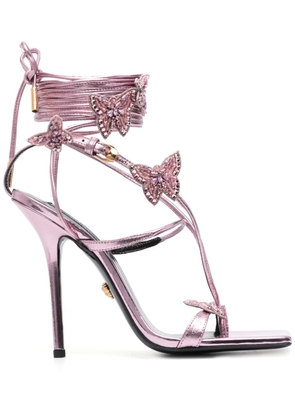 Versace x Dua Lipa Crystal Butterflies 115mm metallic sandals - Pink