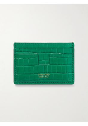 TOM FORD - Croc-Effect Leather Cardholder - Men - Green